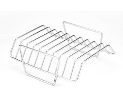 Grill Rek - Kookrek Ribrek - Lamskoteletten Grillen - Efficiënte Lay-out - 25 x 19 x 6 cm - Zilver