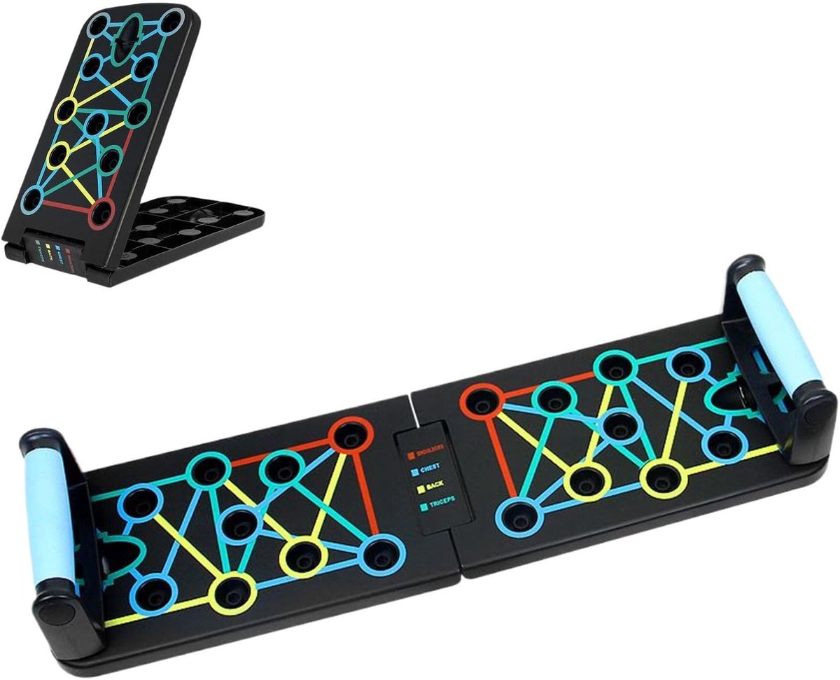 Push-up Bord - Kracht Trainingsapparatuur - Bovenlichaam Training - Kleurgecodeerde Posities - Opvouwbaar Ontwerp - Multicolor