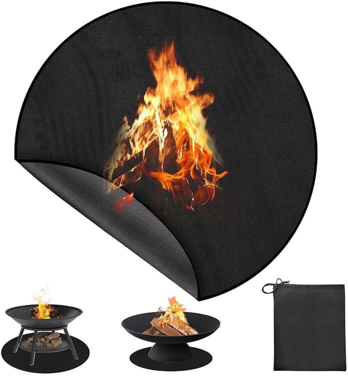 Vuurvaste Mat van 48 Inch voor Tafelhaard, 3-laags Bescherming tegen Hitte voor Grond, BBQ en Terras