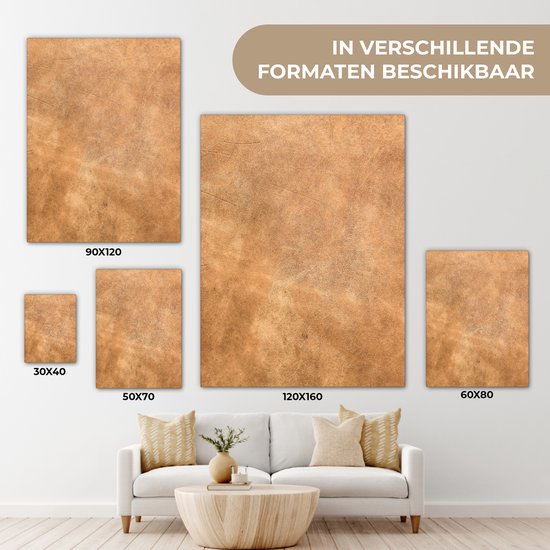 Canvas schilderij 90x120 cm - Wanddecoratie Leer - Structuur - Lederlook - Bruin - Muurdecoratie woonkamer - Slaapkamer decoratie - Kamer accessoires - Schilderijen op canvas