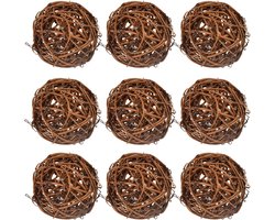 Kauwbollen voor Kleine Dieren - 9 Stuks, 6 cm Grastoys voor Konijnen, Hamsters en Vogels, Natuurlijk Speelgoed en Snack