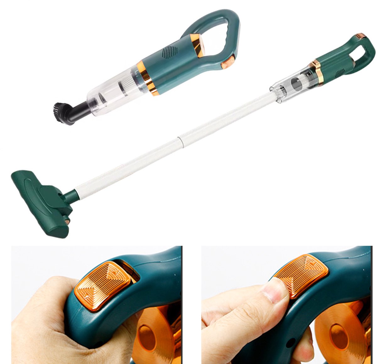 Draadloze Stofzuiger - 8500 Pa Zuigkracht - Steelstofzuiger - 75 W - 1500 Mah Lithiumbatterij - 700 ML Stofreservoir - Draadloze Handstofzuiger voor Thuisgebruik - Groen – foto 5