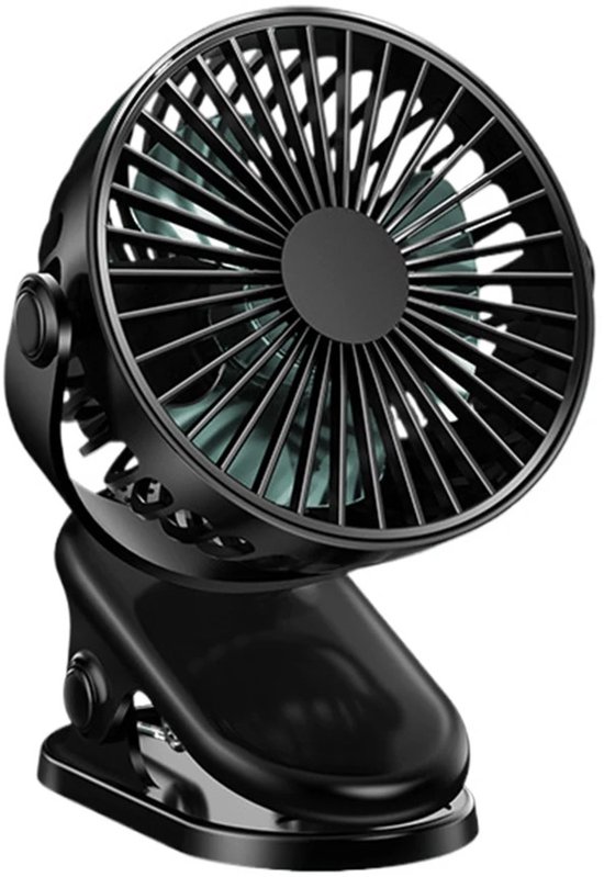 Mini-ventilator USB oplaadbaar met clip, stil, krachtig, draagbaar, 4 bladen, lange batterijduur, veilig en hittebestendig