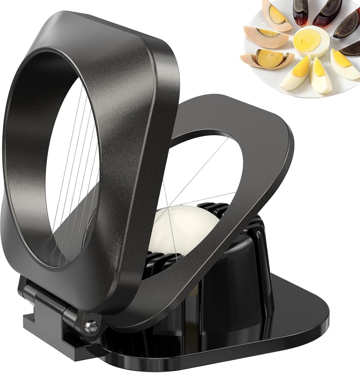 Oneay Eiersnijder, geschikt voor hardgekookte eieren, aardbeiensnijder, aluminiumsnijder, blokjessnijder, drie snijmethoden, gemakkelijk schoon te maken.