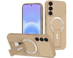Casemania Hoesje Geschikt voor Samsung Galaxy A57 - Bruin - Magnetische Telefoonhoesje Geschikt voor MagSafe - Stevige Siliconen Back Cover met Kickstand Standaard en Camera Bescherming