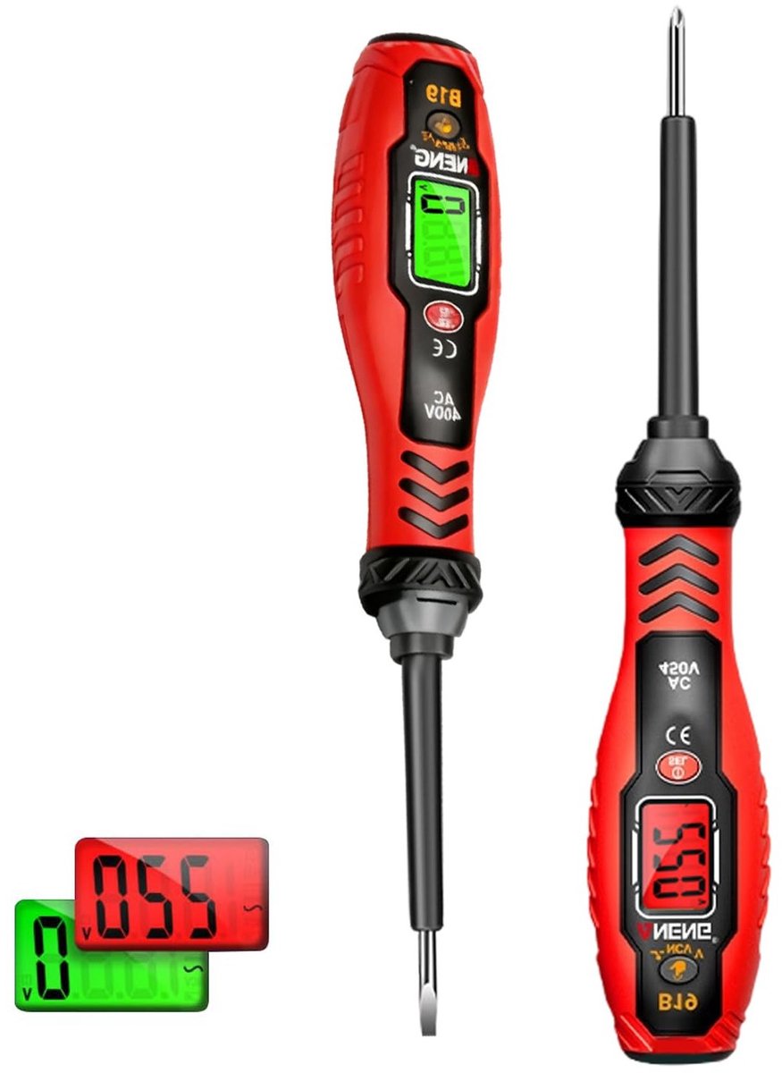 Intelligente Spanningsmeter met Schroevendraaier, Niet-contact Elektrische Testtool, Dual Range AC 11V/30V - 1000V, Fase/Neutraal Tester, Stop Punt Vinder en Geluidssignaal