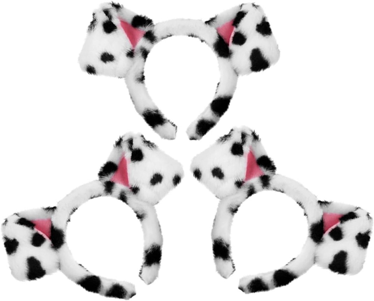 Oorbanden met Dalmatiër thema, 3 stuks, schattige dierenoren voor kostuumfeesten, Halloween en verjaardagsfeesten, geschikt voor kinderen en volwassenen