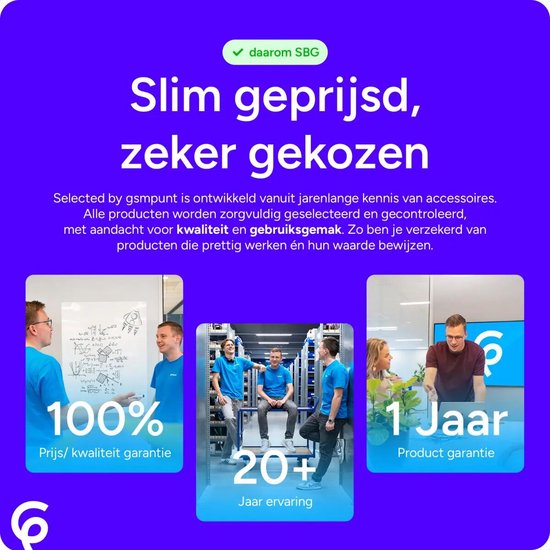 Promotieafbeelding met tekst over kwaliteitsgarantie, 20+ jaar ervaring en 1 jaar garantie.