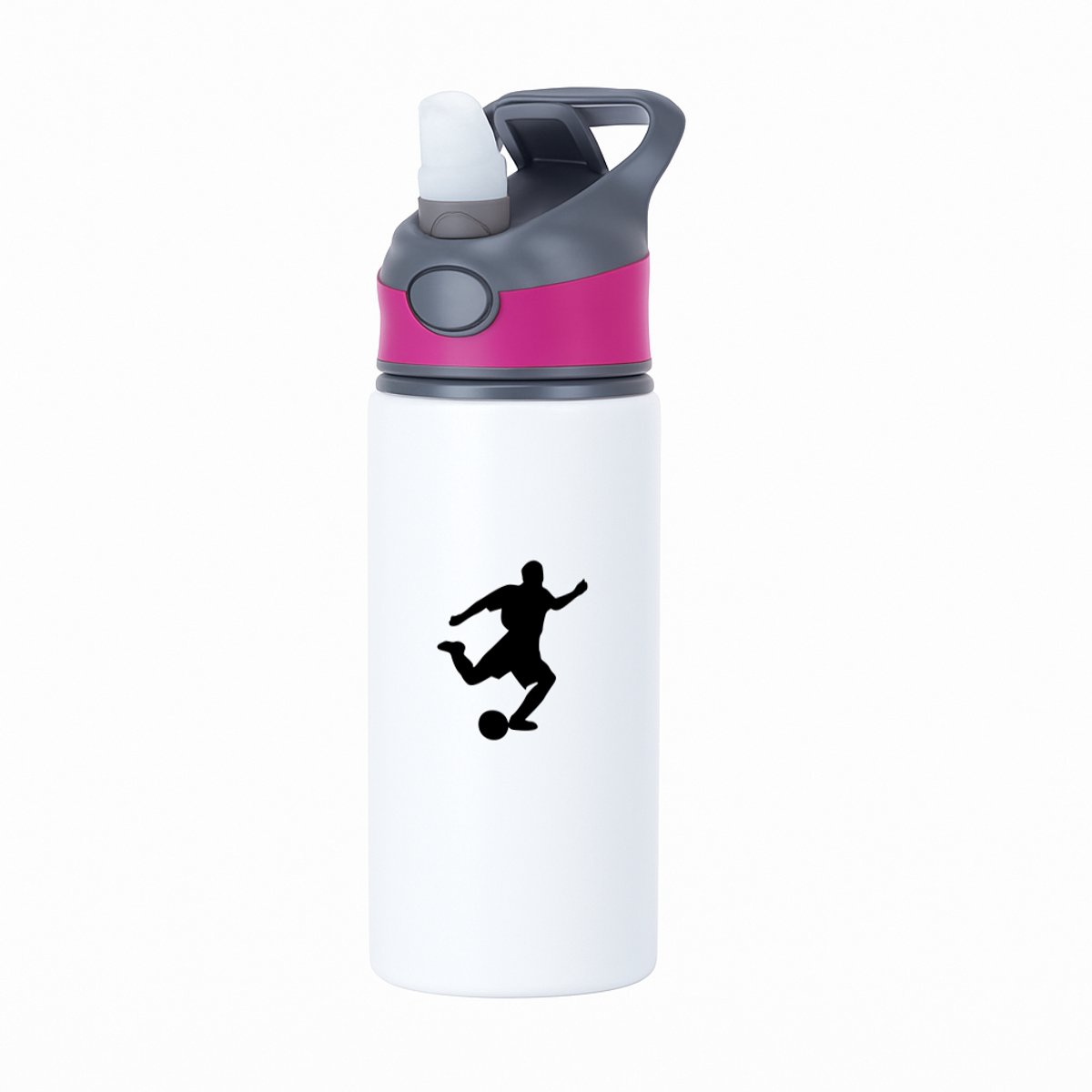 Hacebo® - Voetbal waterfles met rietje roze - Voetbal - Beste voetballer - voor jongens en meisjes - sport - bal - cadeau - water fles - 650ML