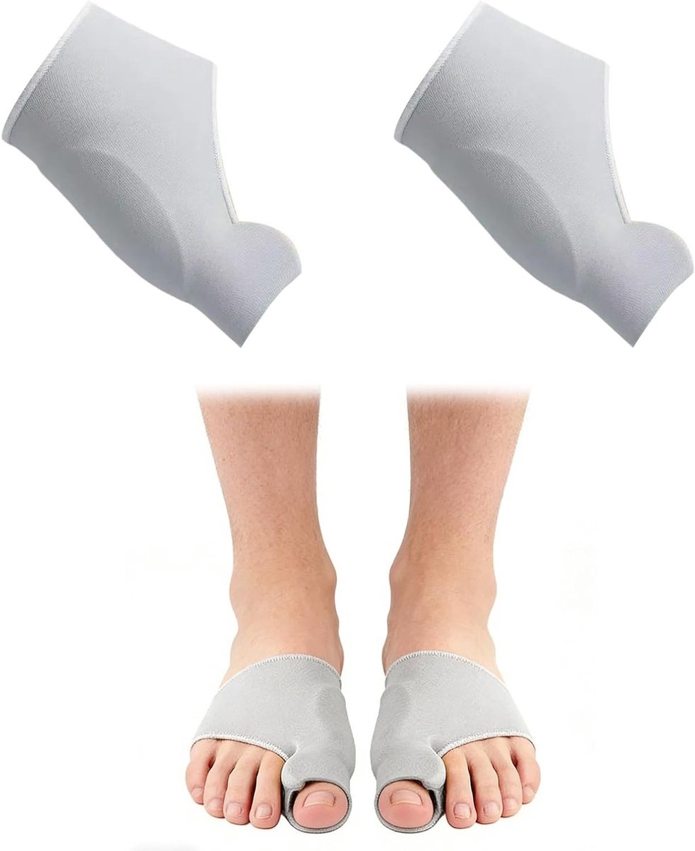 Siliconen Tussenvoetjes en Zachte Corrigerende Sokken voor Hallux Valgus - Elastische Valgus Sokken voor Pijnverlichting bij Scheve Grote Teen (Maat 37-43, Grijs)