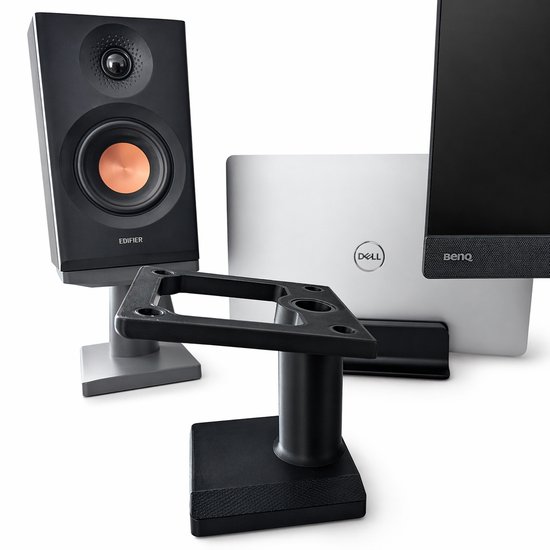 Alvora speaker standaard geschikt voor Edifier MR3 - 1 stuk - 120 mm verhoging - 10° kanteling - Kabelmanagement - Zwart — afbeelding 3
