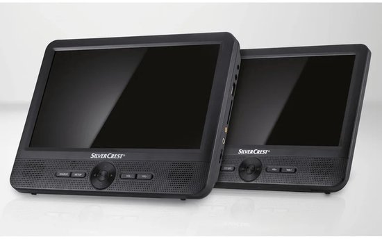 SILVERCREST® Draagbare DVD-speler - Bedrijfstijd: 110 minuten - Oplaadtijd: 3 uur - Beeldschermen: elk 22,7 cm (9″) - Ideaal voor langere autoritten - Voor het afspelen van films, muziek of foto's - Uitklapbare steun voor standfunctie — afbeelding 2