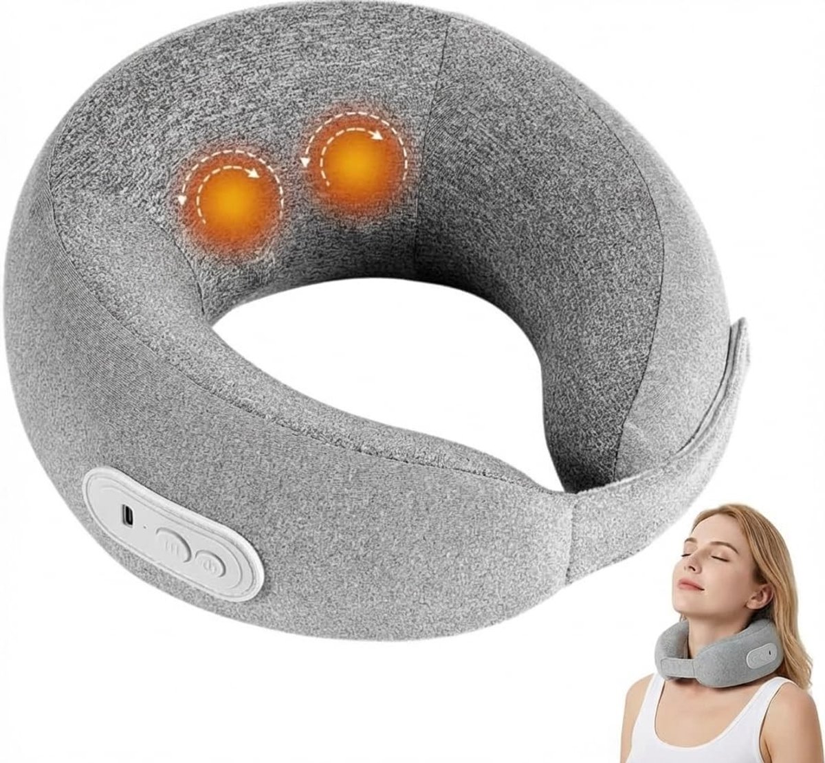 Draagbare Oplaadbare Nekmassager met Warmte en 2 Modi voor Pijnverlichting Thuis, Auto en Kantoor, 3D Diepe Weeftechnologie voor Ontspanning en Comfort