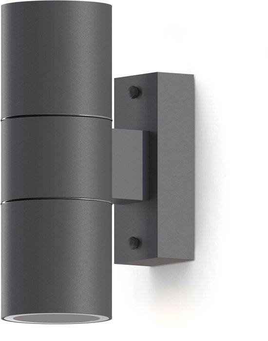 Une applique murale UP/DOWN anthracite au design cylindrique.