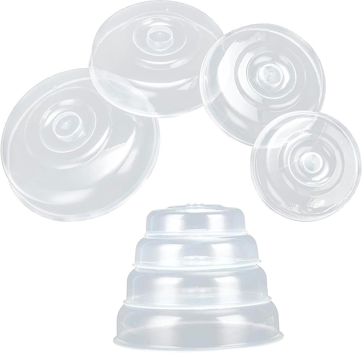 Set van 8 Magnetron Voedseldeksels in 4 Maten, Plastic Deksel met Stoomventilatie, Voor Verwarmen en Bewaren van Eten, 14/17/20/23cm