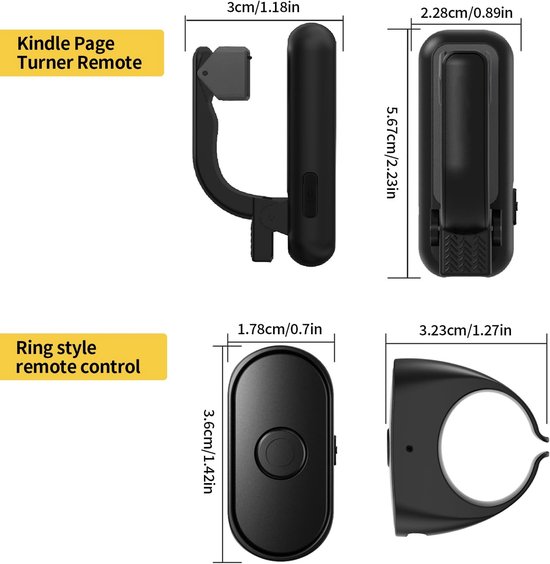 E-reader-pagina-omdraaier - Draadloze pagina-omdraaier - Afstandsbediening voor camera/camcorder - Compatibel met iPad, tablets en mobiele telefoons - Zwart van Merkloos — afbeelding 2