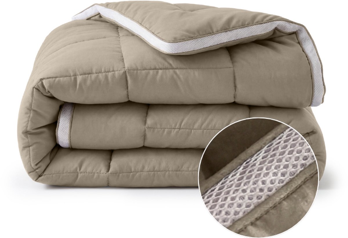 Dekbed-Discounter - Sleeptime Dekbed Zonder Overtrek 140 x 200 cm - Dekbed zonder overtrek - Wasbaar op 40 graden - Verkoelend dekbed - Taupe