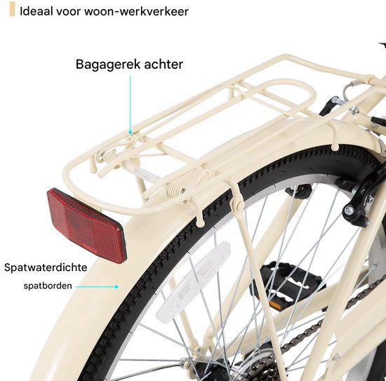 Strandcruiser – Voor heren en dames – 7 versnellingen / achterdrager / retro stijl – Paars / 66 cm — afbeelding 3