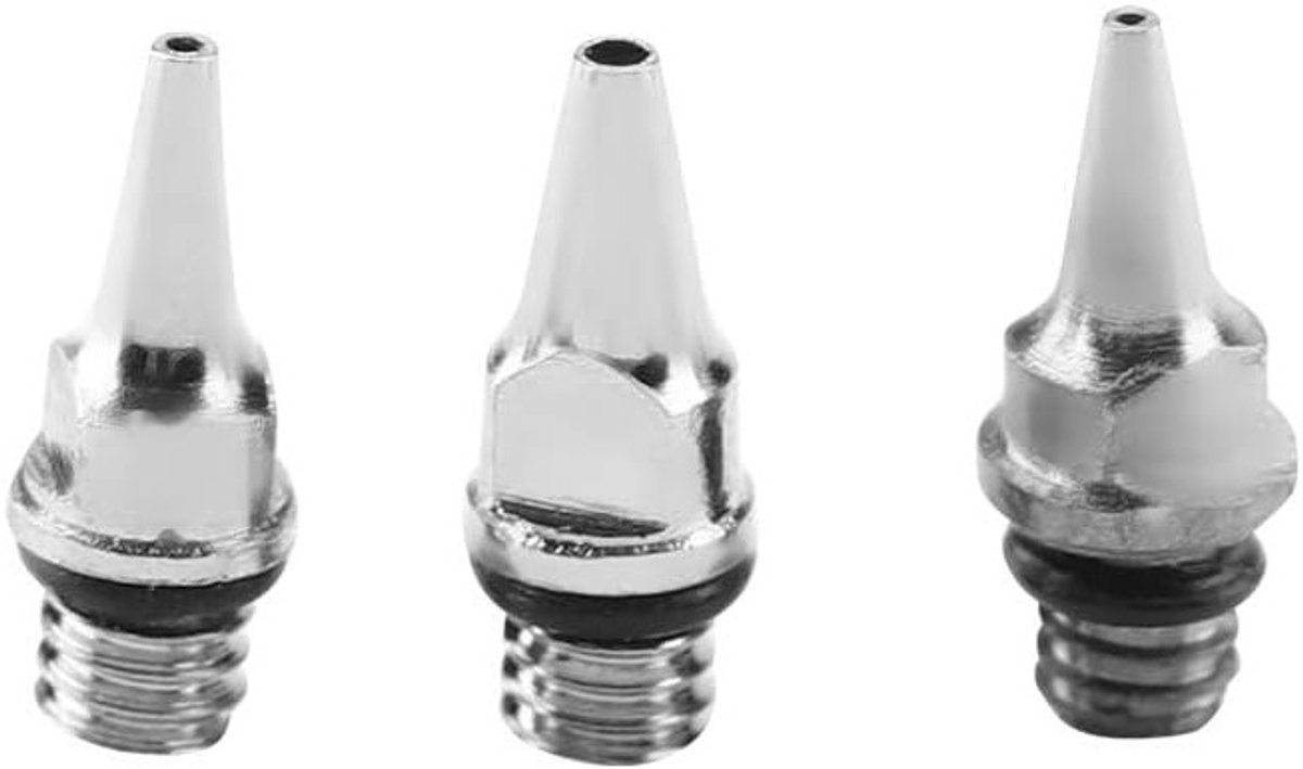 3-delige Airbrush Nozzle Set met 0.2mm, 0.3mm en 0.5mm RVS Tips en Naalden voor Airbrush Projecten, Vervangingsaccessoires en Tools voor Precisiewerk