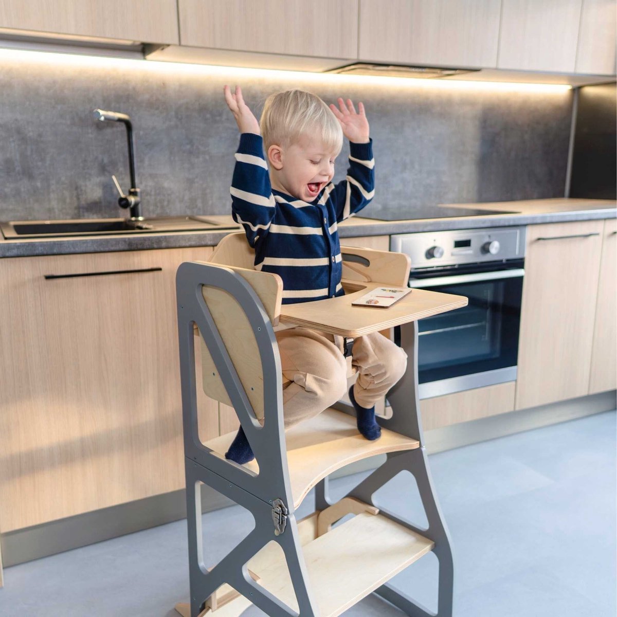 Kitchen Tower kinderstoel - combo set - Grijs