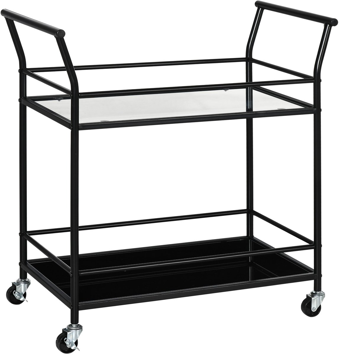 HOMCOM Keukentrolley met planken van gehard glas 801-264