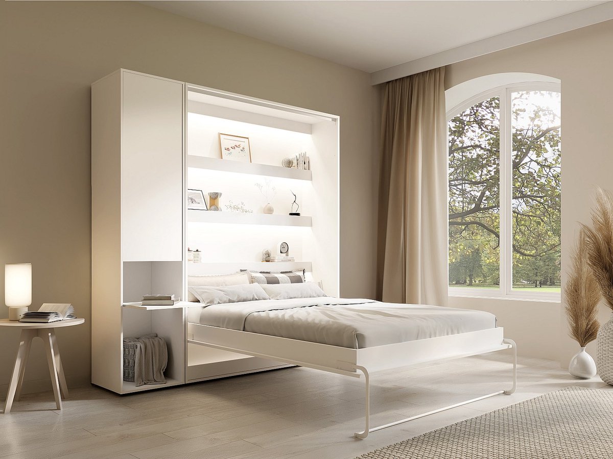 Vente-unique Bedkast hout wit 140 x 200 cm
