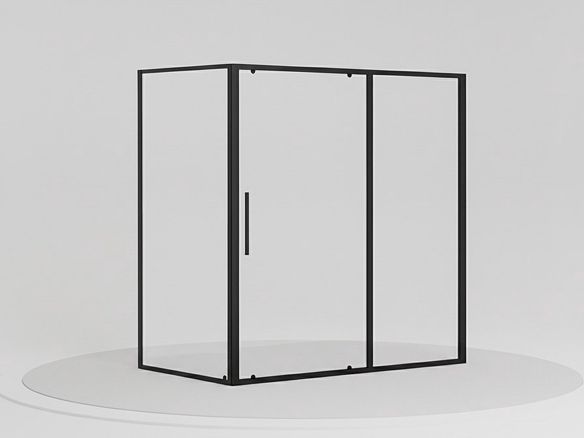 Vente-unique Douchewand met matzwarte schuifdeur in industriële stijl - 160 x 80 x 195 cm - TORONI