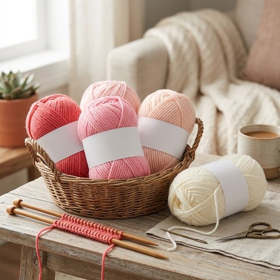 Set de laine à tricoter et fil rose blanc 4 pièces laine et fil pour femmes et hommes adaptés au crochet et au tricot débutants et avancés fil acrylique doux pour bonnets écharpes coussins et décoration