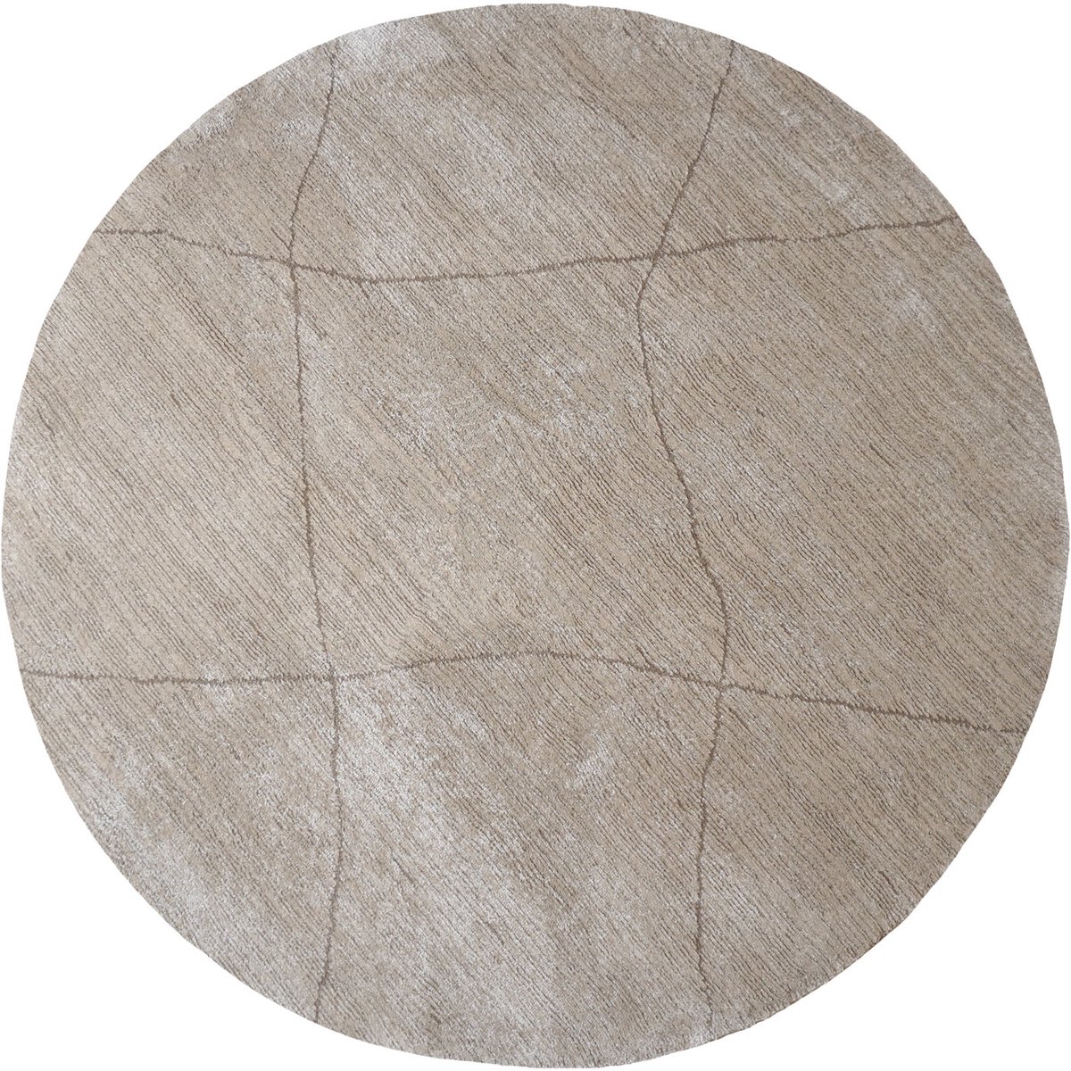 Veer Carpets Vloerkleed Nica 1606 Beige - Rond ø240 cm - Laagpolig Design Vloerkleed met Kruispatroon in Scandinavische / Japandi Stijl