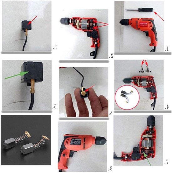Vervangende Koolborstels voor Elektrische Motoren - 10 Stuks voor Gereedschap en Apparatuur