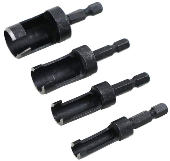 Set van 4 Hout Dowel Cutter Boren voor Houtbewerking, Hexagon Boor en ...