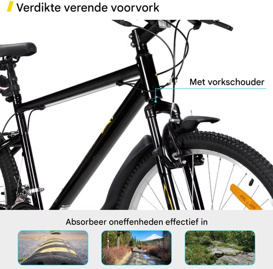 Mountainbike - Voor heren en dames - 18 snelheden, stalen frame, V-rem, hardtail - 66-69 cm, lichtgrijs van Merkloos — afbeelding 5