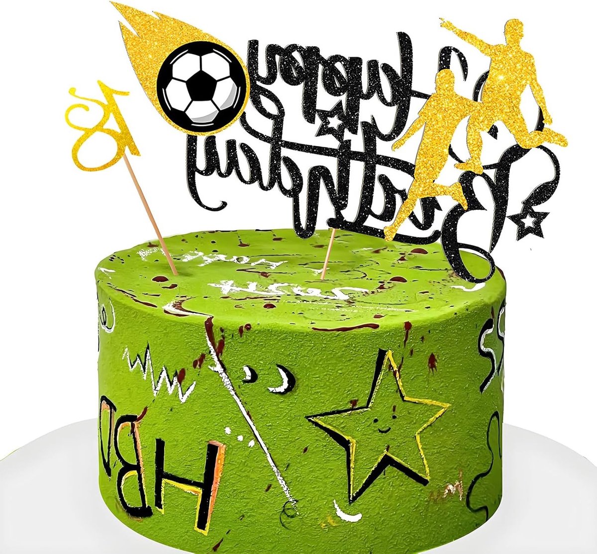Verjaardagstaart Decoratie voor 18e Verjaardag, Voetbal Thema Taart Topper, Grappige Cake Versieringen voor Voetbalfans en Jongens