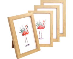 Set van 4 fotolijstjes (10 x 15 cm) - Houten fotolijsten voor de slaapkamer, het kantoor, de woonkamer of een fotomuur