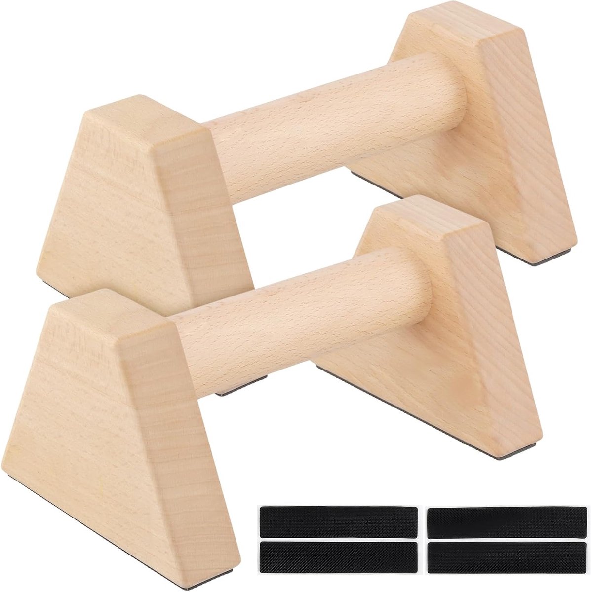 Stevige Houten Parallettes voor Push-Ups, Ideaal voor Fitness, Gymnastiek en Aerobics, 20 x 12.5 x 9.5 cm met Antislip Rubber