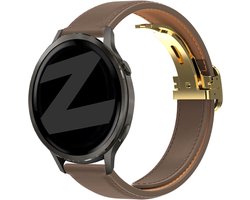 Bandz Leren 'D-Type' bandje geschikt voor Samsung Galaxy Watch 7 (40/44mm) / Galaxy Watch 6 (Classic) / Galaxy Watch 5 (Pro) / Galaxy Watch 4 / Watch 3 / Watch FE / Polar Ignite 3-2 / Pacer / Unite / Huawei GT3-GT2 / Amazfit GTS 4-3-2 (Donkerbruin)