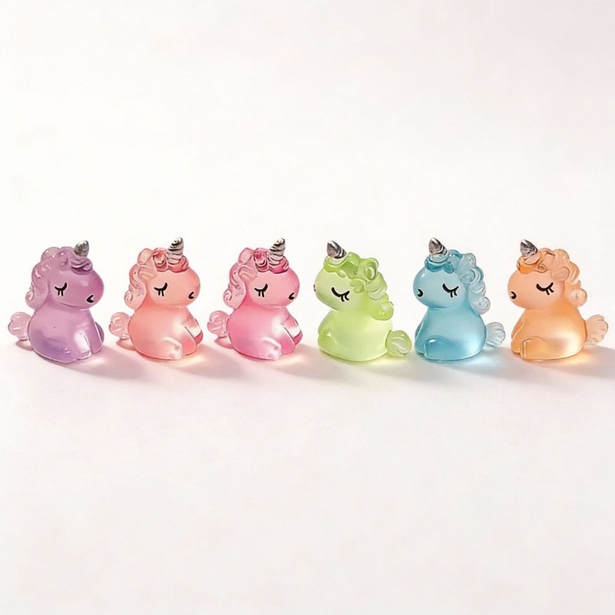 Glow in the dark - Unicorns - Multi ↑ 2,5 cm - 6 stuks