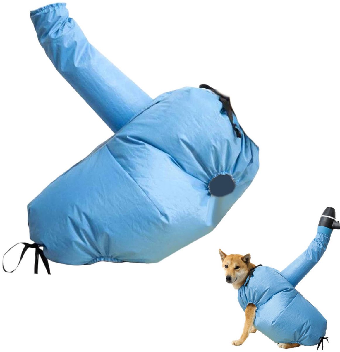 Droogzak voor honden - Droogzak voor huisdieren - Droogt snel de vacht van uw huisdier - Uitstekende warmteafvoer - Geluidsarm - Opvouwbaar - Draagbaar - 20-30 kg - Geschikt voor katten, honden en andere huisdieren - Blauw