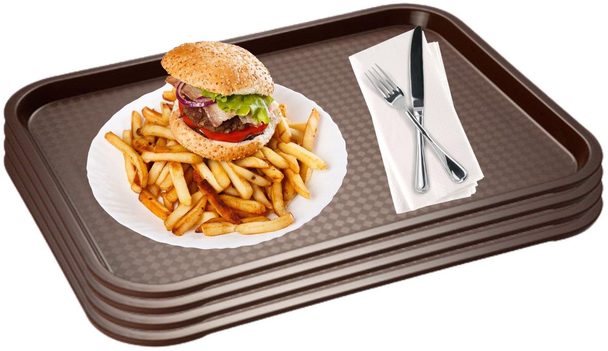 APS Fast Food Serveertablet - Breukbestendig - Vaatwasserbestendig - Bruin - 45x35.5cm - Set van 4