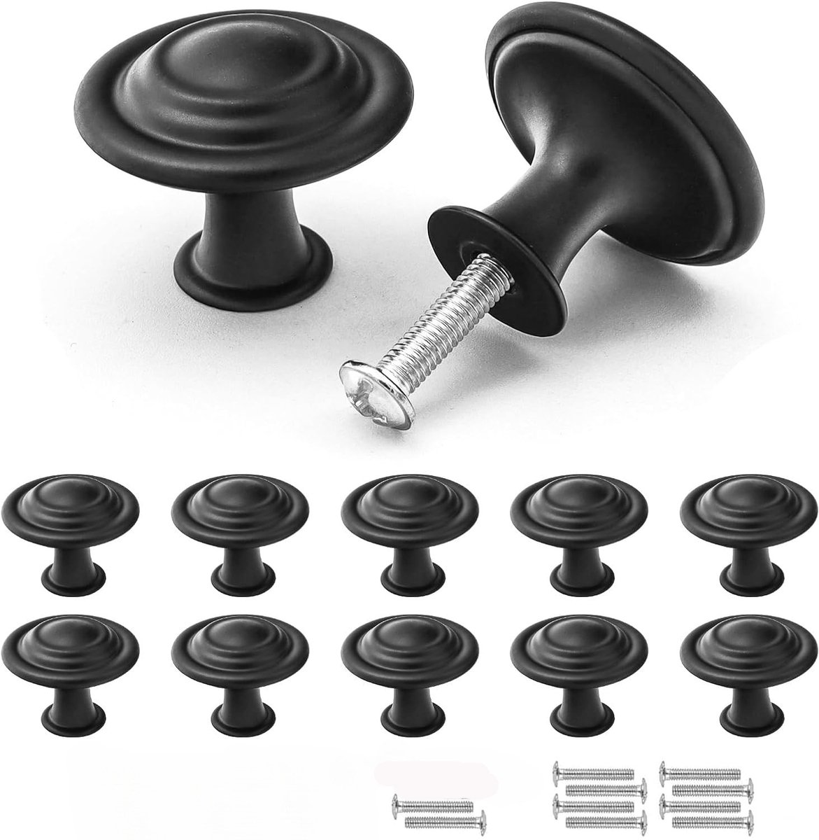 Meubelknoppen - Zwarte Kastgrepen Vintage Stijl - 10 Stuks Set - 30 mm Zinklegering Handgrepen - Voor Lades Kasten en Commodes - Matzwart Design