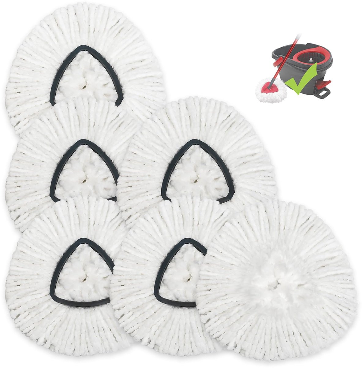 Set van 6 vervangende microvezel dweilkoppen voor spinmops