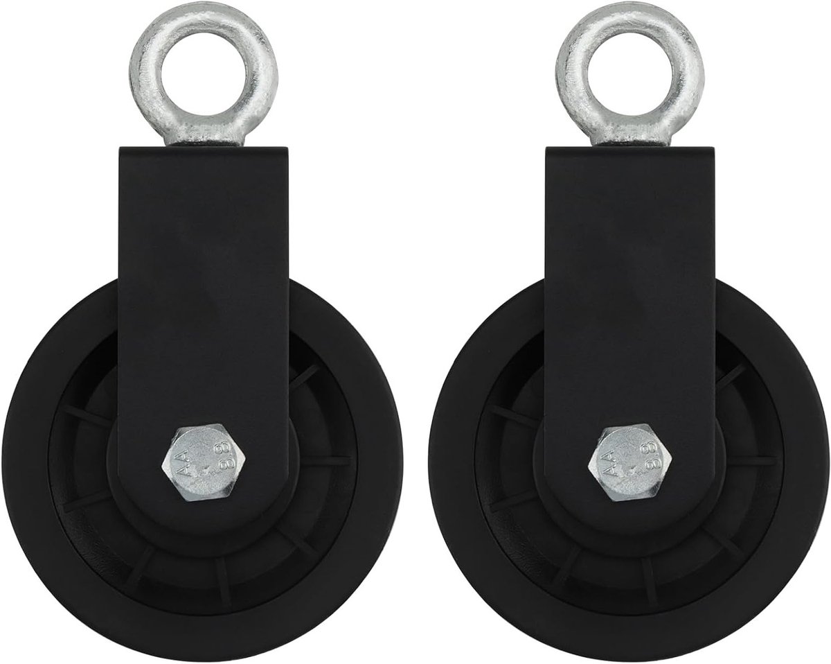 2 Stuks 90mm Kabelpulley met U-houder, Verdelingsrol voor Fitness, Blokrollen voor DIY Gym Apparatuur, Geschikt voor Kabelmachines en Kabelsystemen, Laadcapaciteit 160kg