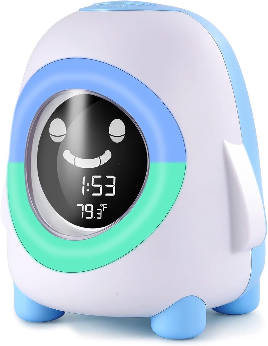 Oneay Pinguïn-wekker — Elektronische LCD-nachtkastklok (geschikt voor studentenkamers), instelbare helderheid, ingebouwde luidspreker, wekfunctie en automatische temperatuurweergave