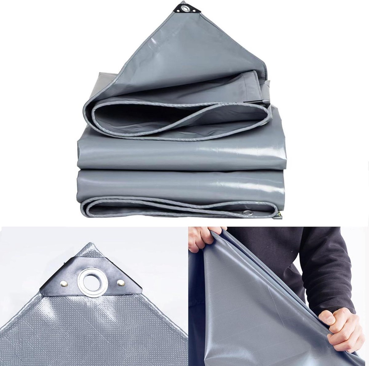 Waterdicht Zeildoek - Afdekzeil Hoes - Bescherming Buiten - Scheurvast PVC Materiaal - 0.5x57.5 m - Grijs