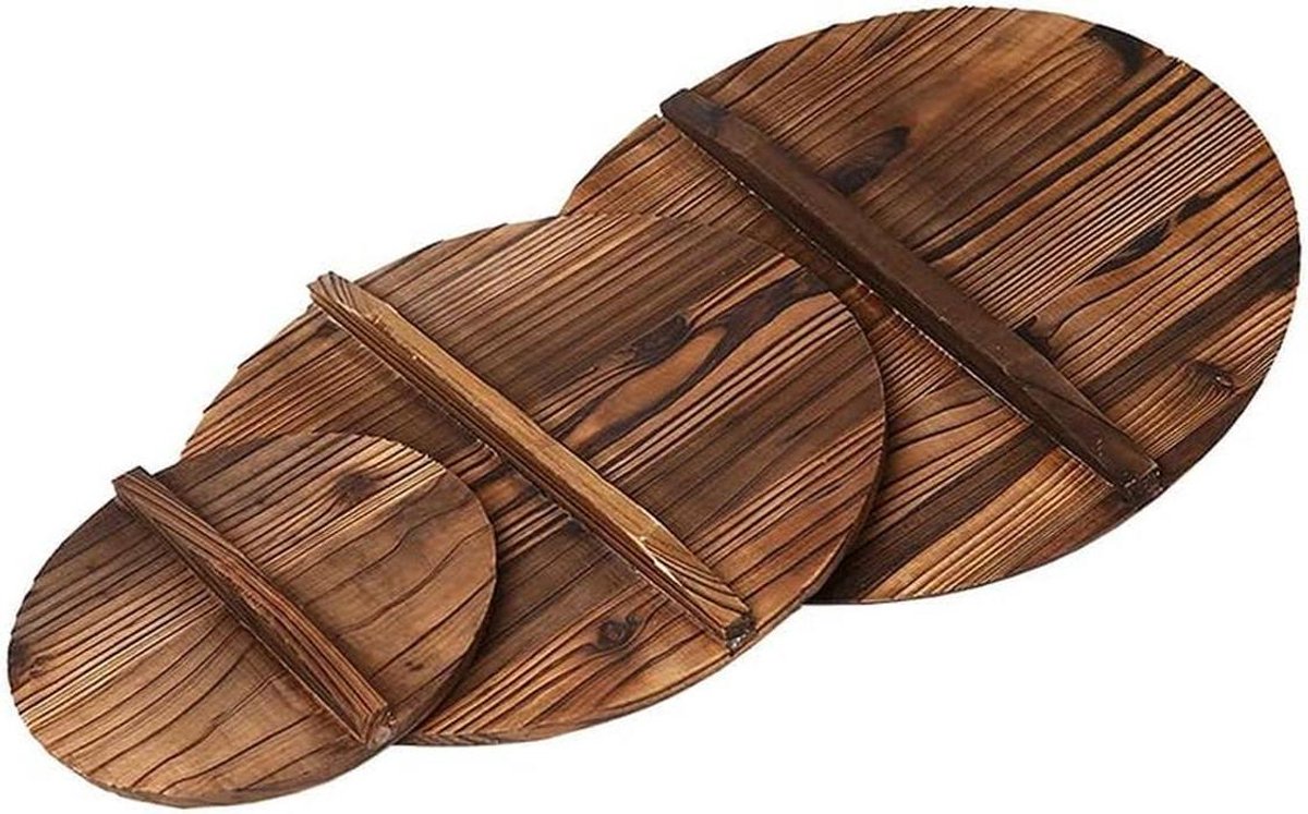 Houten Pot Deksel - Kookgerei Deksel - Voedsel Warm Houden - Groot Anti-Hitte Handvat - 36CM Diameter - Koffie