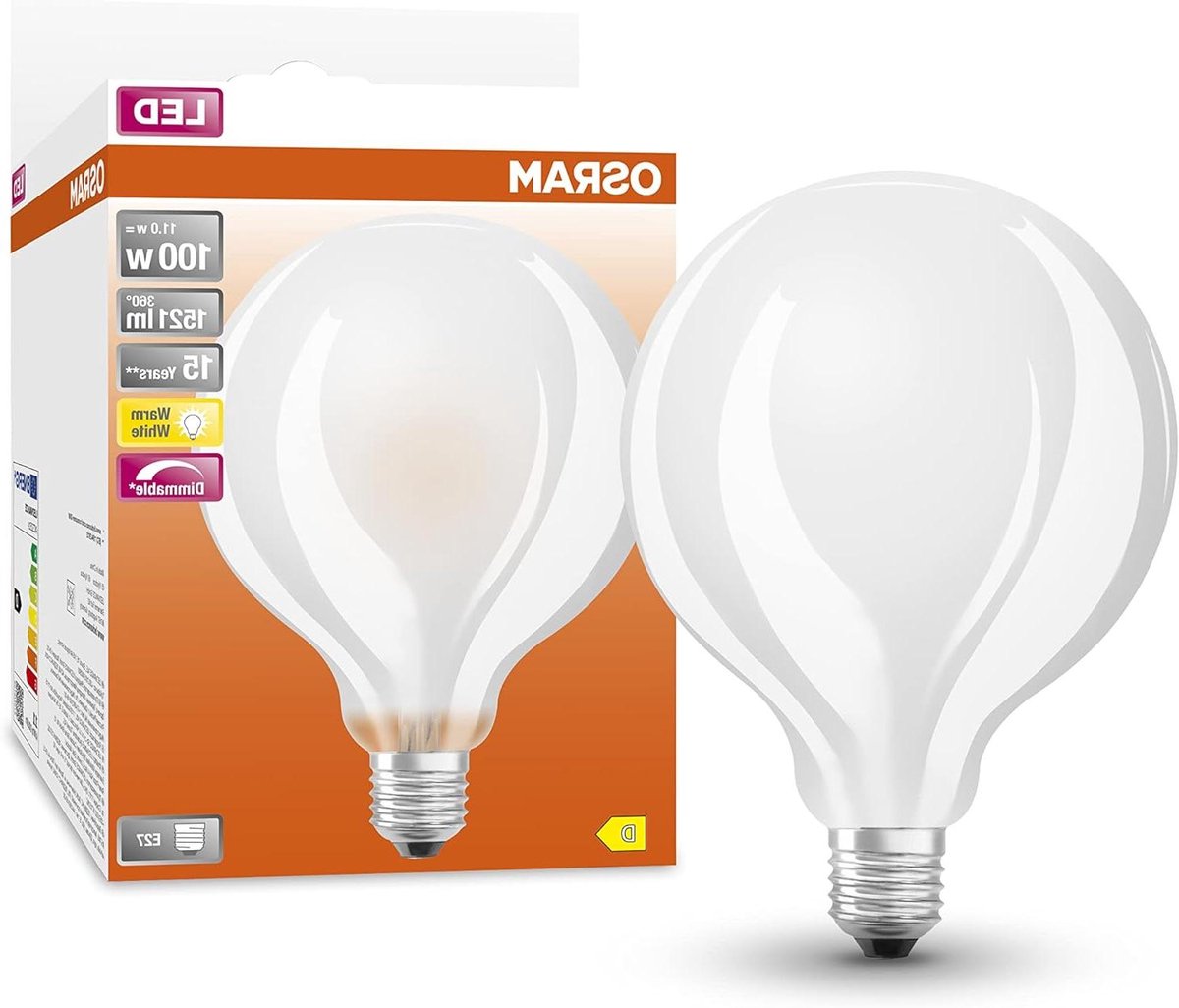 LED Lamp E27 - Globelamp Dimbaar - Sfeerverlichting Thuis - Glas met Filamentlook - 12 Watt - Warm Wit