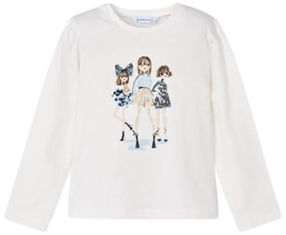 Mayoral creme T-shirtje met meisjes