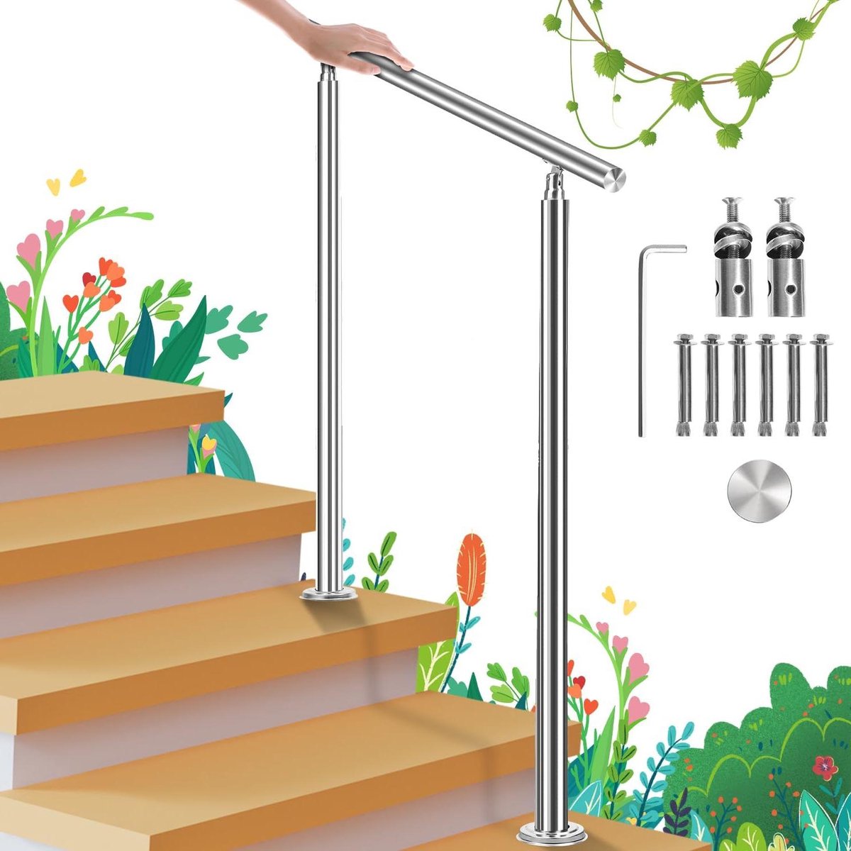 Trapleuning Roestvrij Staal - Balkon Balustrade - Veilig Traplopen - Hoek Verstelbaar - 150 cm Lengte - Zilverkleurig