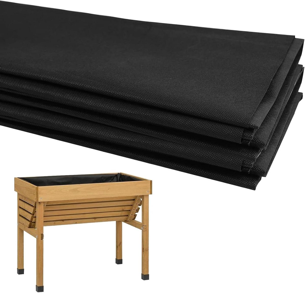 Verhoogd Tuinbed Liner - Bodembedekking Tuindoek - Onkruid Voorkomen - Robuust Niet-geweven Stof - 160 x 210 cm - Grijs
