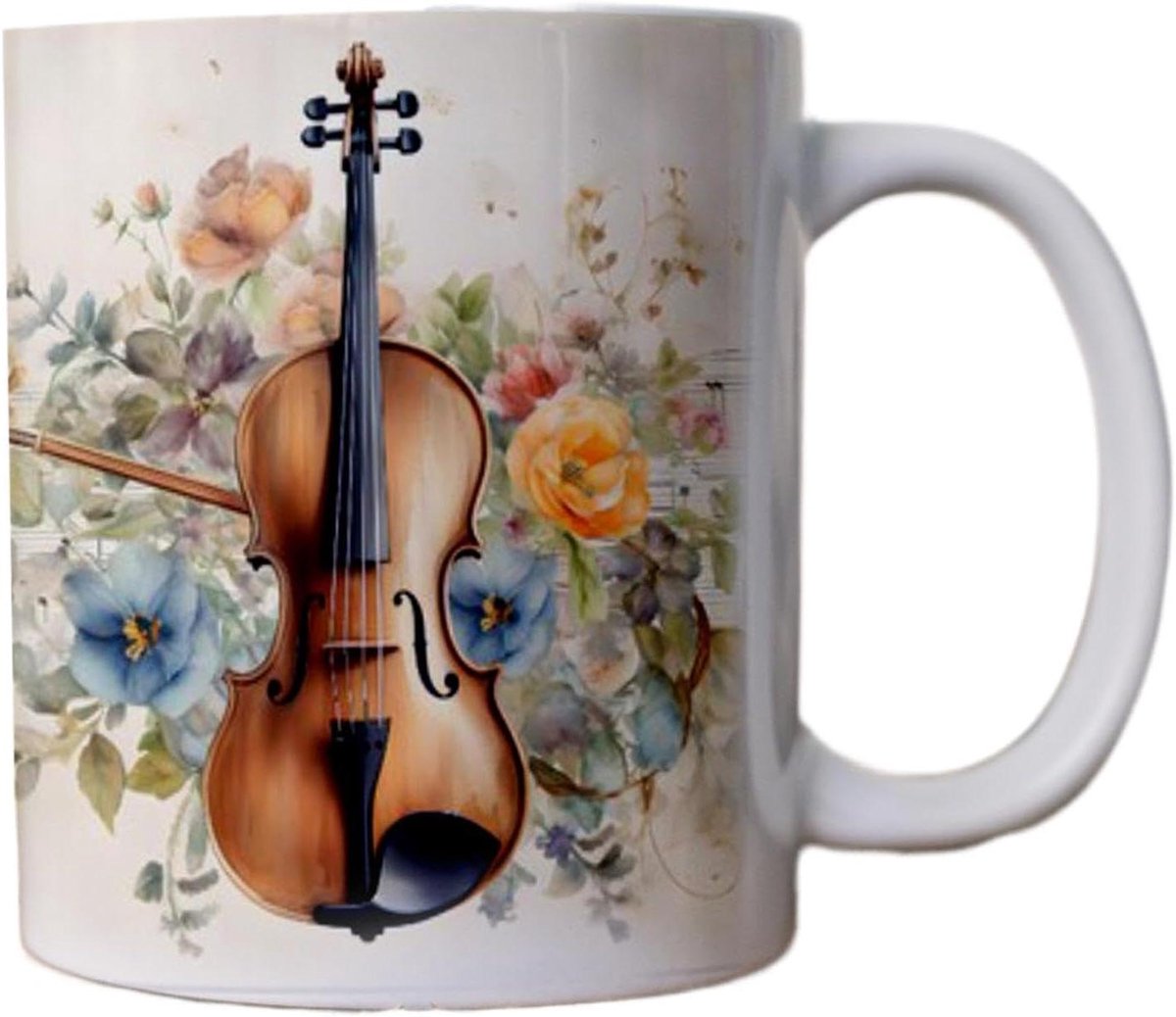 Muziek mok - Keramische beker - Koffie drinken - Muziek instrumenten - 9.5 x 8 cm - Multicolore